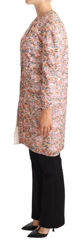 Abrigo trinchera de seda con estampado floral multicolor