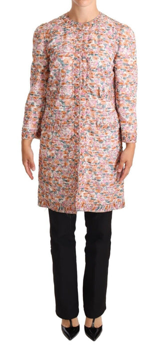 Abrigo trinchera de seda con estampado floral multicolor