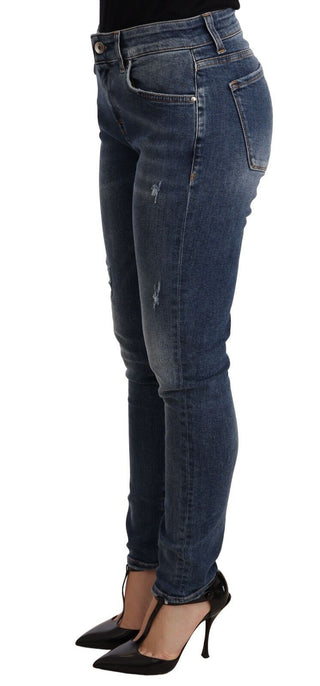 Blue Wash Skinny Denim Baumwolle Stretch Jeans