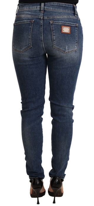 Blue Wash Skinny Denim Baumwolle Stretch Jeans