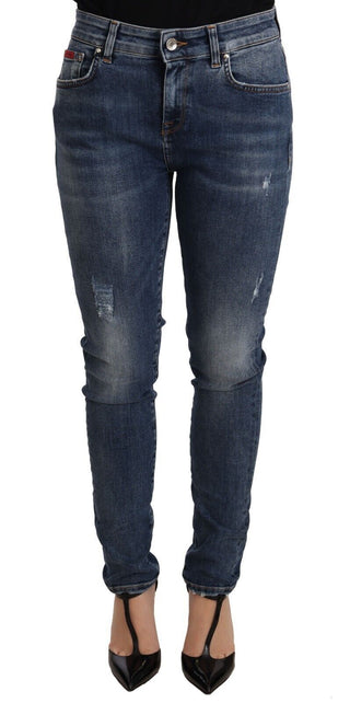 Blue Wash Skinny Denim Baumwolle Stretch Jeans