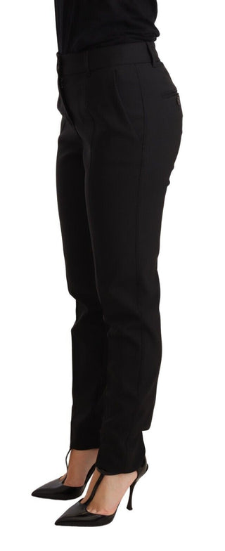 Schwarze konische Damenhose aus Schurwolle