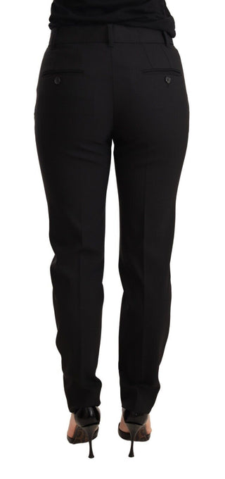 Schwarze konische Damenhose aus Schurwolle