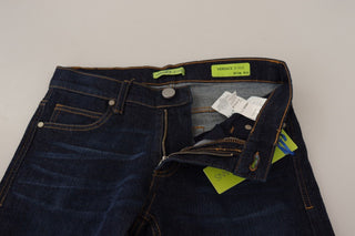 Dunkelblaue Baumwoll-Low-Waist-Skinny-Jeans