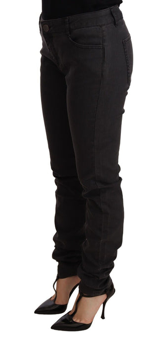 Schwarze schmal geschnittene Damen-Jeans aus Baumwoll-Stretch mit mittlerer Bundhöhe