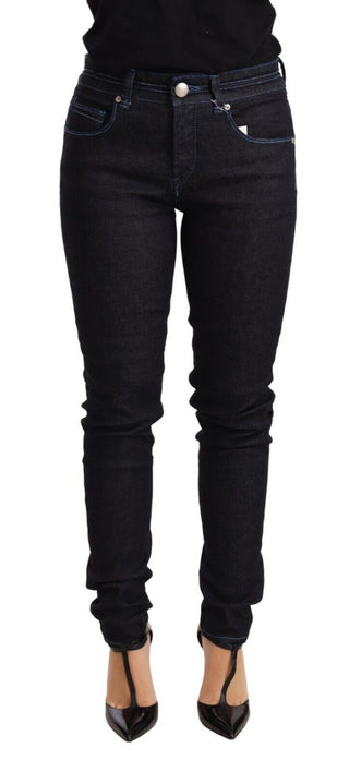 Jeans de mezclilla para mujer de algodón azul, cintura baja, corte ajustado
