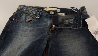 Blaue gewaschene Baumwoll-Low-Waist-Skinny-Denim-Damenhose