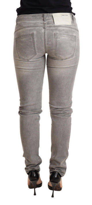 Jeans de mezclilla para mujer de algodón gris lavado, corte ajustado