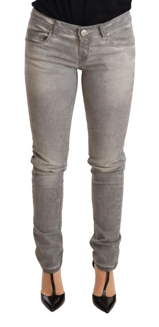 Jeans de mezclilla para mujer de algodón gris lavado, corte ajustado