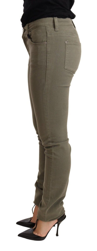 Grüne Low Waist Skinny Slim Baumwolljeans