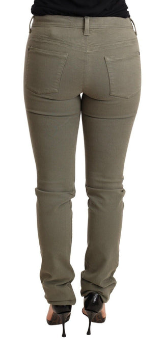 Grüne Low Waist Skinny Slim Baumwolljeans