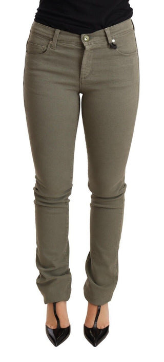 Grüne Low Waist Skinny Slim Baumwolljeans