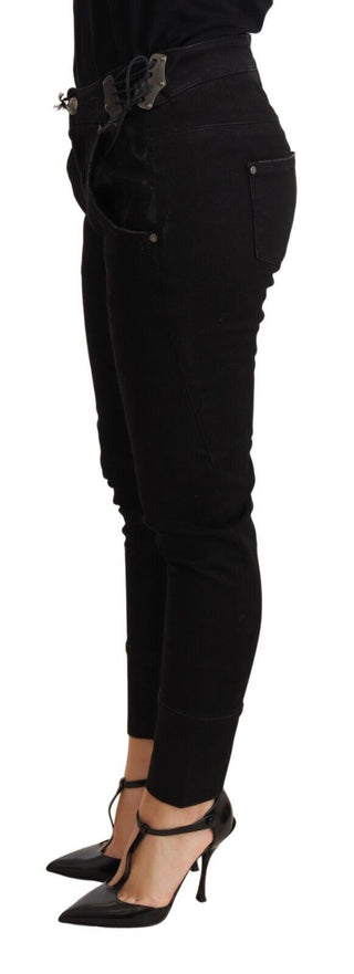 Schwarze Low-Rise Skinny Slim Baumwolljeans