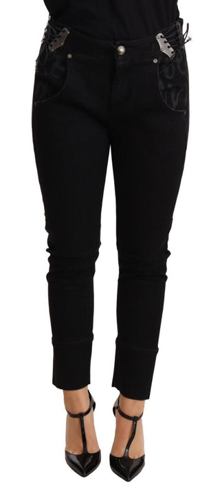 Schwarze Low-Rise Skinny Slim Baumwolljeans