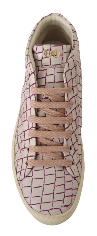 Weiße Bordeaux-Leder-Freizeit-Schnürsneaker
