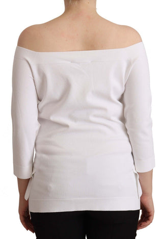 Blusa de mujer blanca de mangas largas y hombros al descubierto