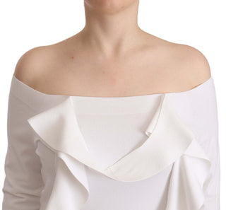 Blusa de mujer blanca de mangas largas y hombros al descubierto