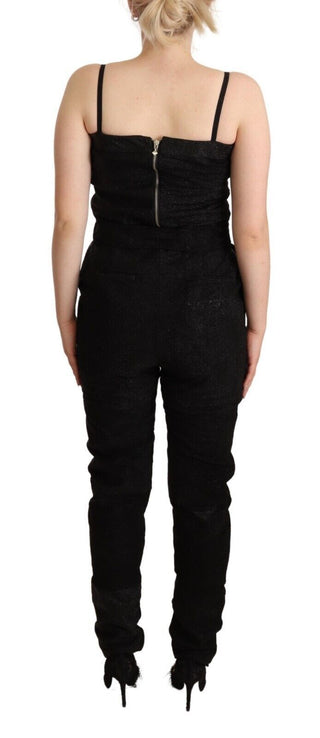 Schwarzer Spaghetti-Träger Jumpsuit-Kleid