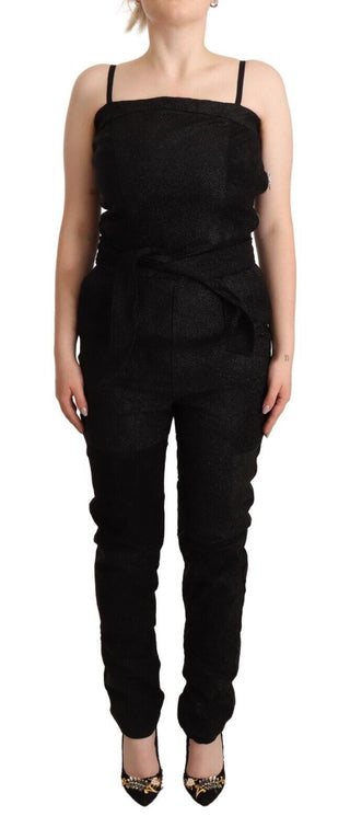 Schwarzer Spaghetti-Träger Jumpsuit-Kleid