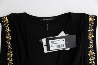 Vestido corto mini ajustado de jersey negro con adornos