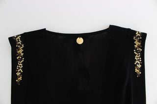 Vestido corto mini ajustado de jersey negro con adornos
