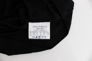 Schwarzes kurzes Jersey-Mini-Kleid mit Verzierungen