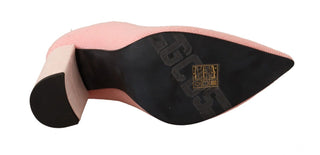 Pinke Wildleder-Stiefeletten mit Logo-Socken und Blockabsatz