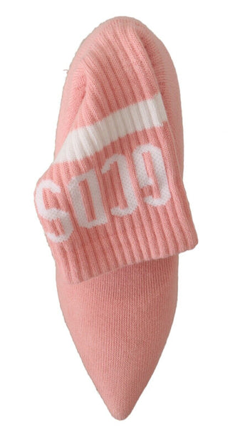 Pinke Wildleder-Stiefeletten mit Logo-Socken und Blockabsatz