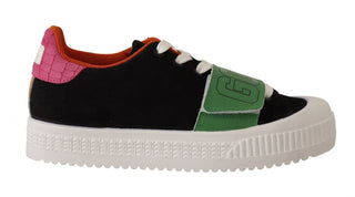 Zapatillas bajas de gamuza multicolor con cordones para mujer