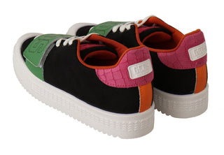 Mehrfarbige Wildleder Low-Top Schnürschuhe für Damen