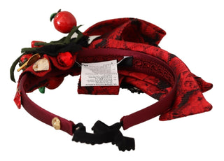Rote Tiara-Beeren-Früchte-Kristall-Schleifen-Haardiadem-Haarreif