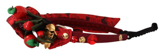 Rote Tiara-Beeren-Früchte-Kristall-Schleifen-Haardiadem-Haarreif