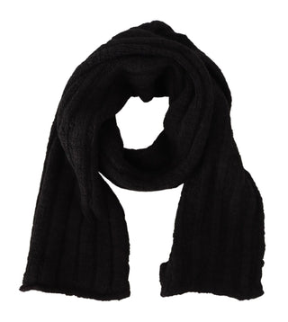 Schwarzer Unisex-Schal aus gestrickter Schurwolle