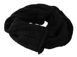 Schwarzer Unisex-Schal aus gestrickter Schurwolle