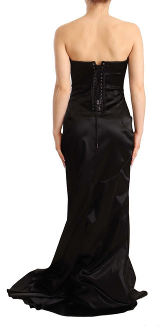 Schwarzes, elastisches Seiden-Etui-Meerjungfrauenkleid