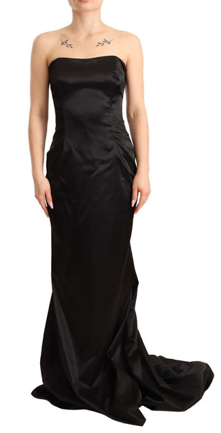 Vestido de sirena de seda negra con estiramiento