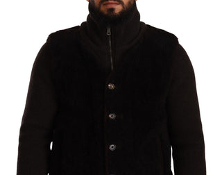 Schwarze Herren-Rollkragenjacke aus Leder