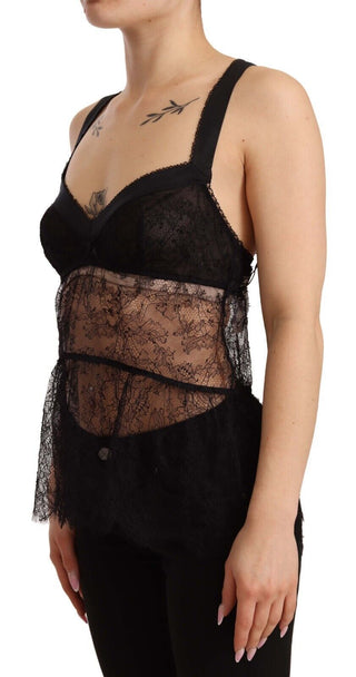 Schwarzes Seiden-Spitzen-Babydoll-Nylon-Dessous-Oberteil
