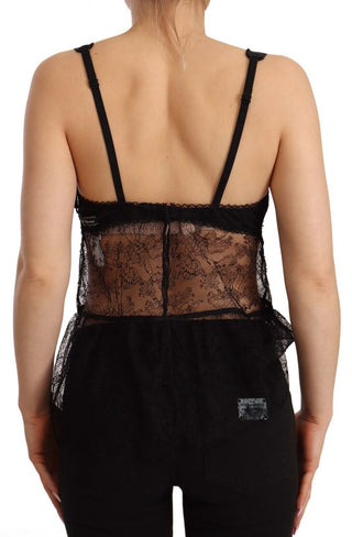 Schwarzes Seiden-Spitzen-Babydoll-Nylon-Dessous-Oberteil