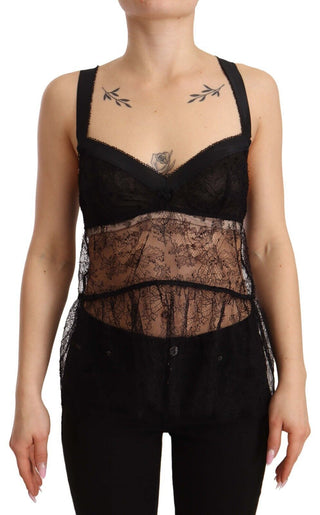 Schwarzes Seiden-Spitzen-Babydoll-Nylon-Dessous-Oberteil