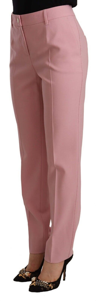 Rosa Hose aus Wolle mit Stretch und hoher Taille