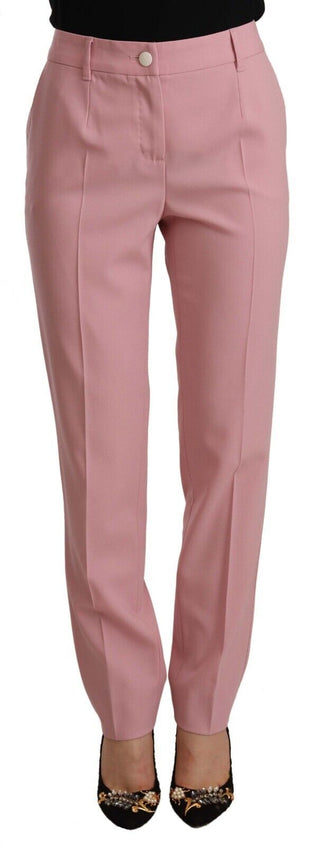 Rosa Hose aus Wolle mit Stretch und hoher Taille