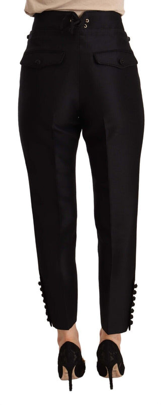 Pantalones de cintura alta recortados con botones negros
