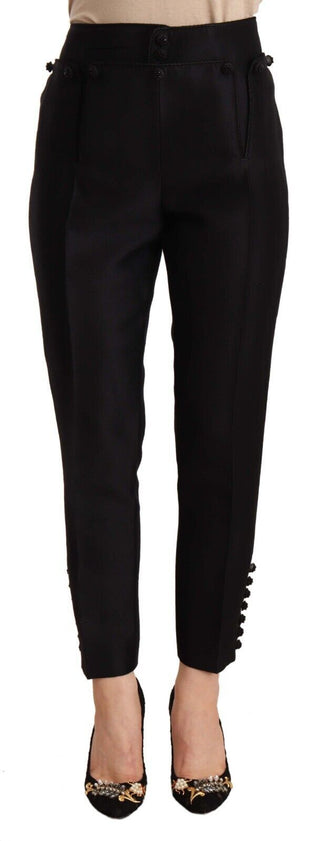 Pantalones de cintura alta recortados con botones negros