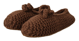 Zapatos Ballerina de Lana Tejida Marrones sin Cordones