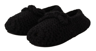 Schwarze Slip-On-Ballerinas aus Wolle