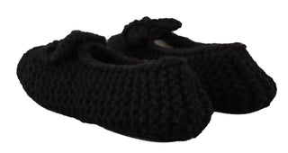 Schwarze Slip-On-Ballerinas aus Wolle