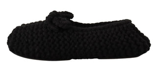 Schwarze Slip-On-Ballerinas aus Wolle