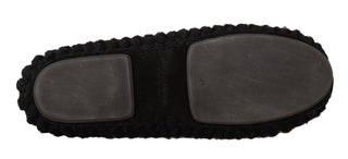 Schwarze Slip-On-Ballerinas aus Wolle