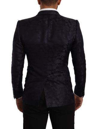 Blauer Seidenjacquard-Mantel mit Blumenmuster MARTINI Blazer